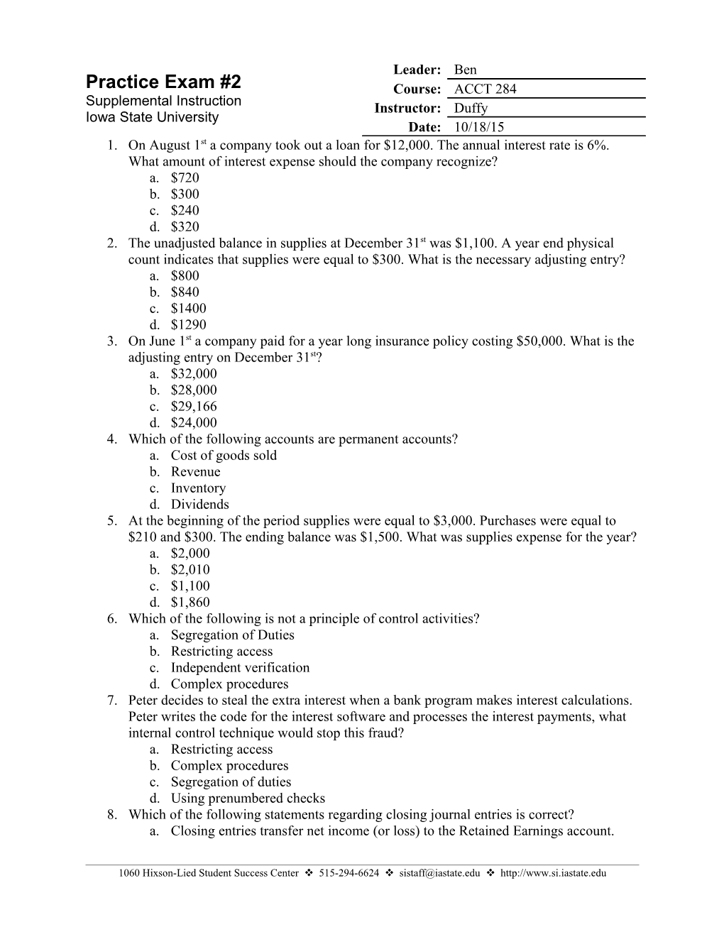 1. on August 1St a Company Took out a Loan for $12,000. the Annual Interest Rate Is 6%