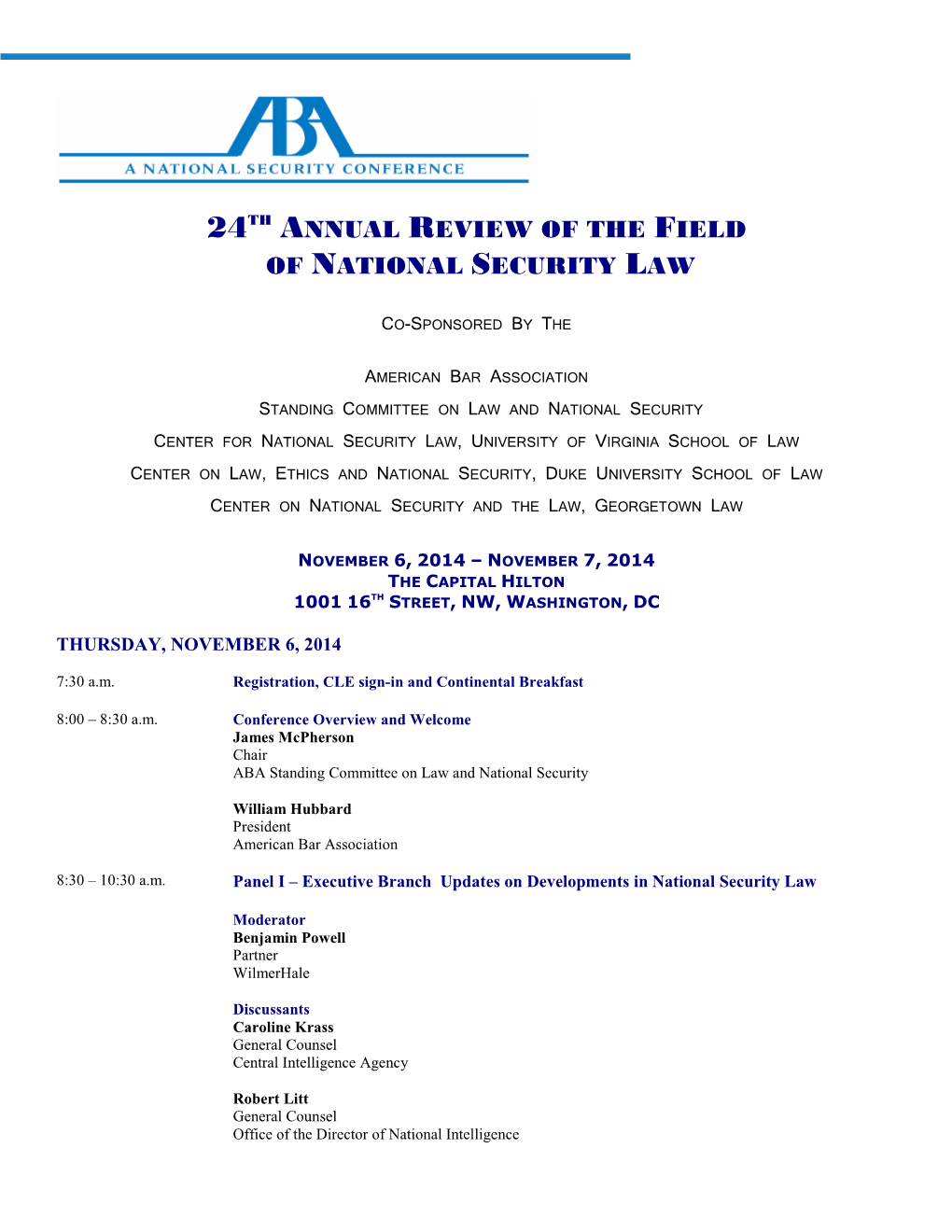 24Th Annual Review of the Field of National Security Law