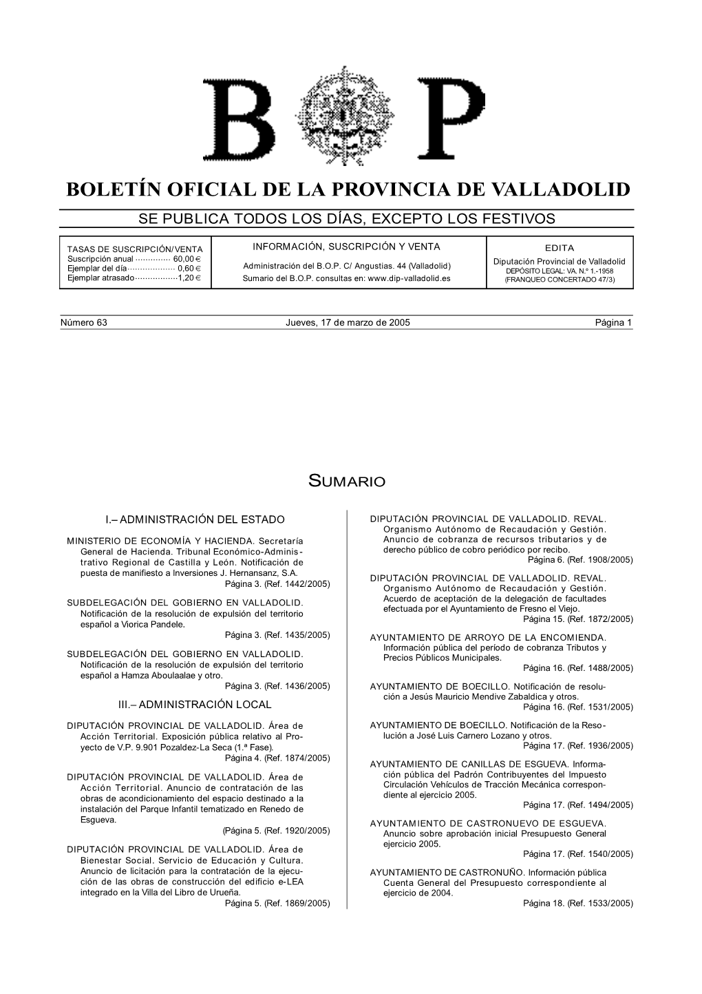 Boletín Oficial De La Provincia De Valladolid