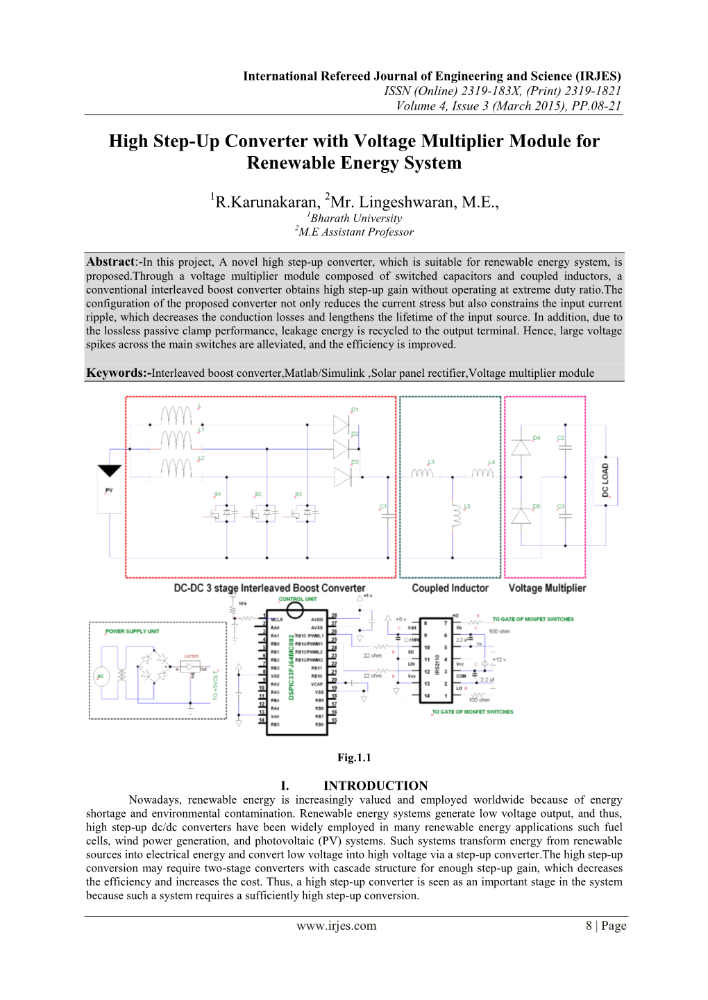 High Step-Up Converter with Voltage Multiplier Module for Renewable Energy System