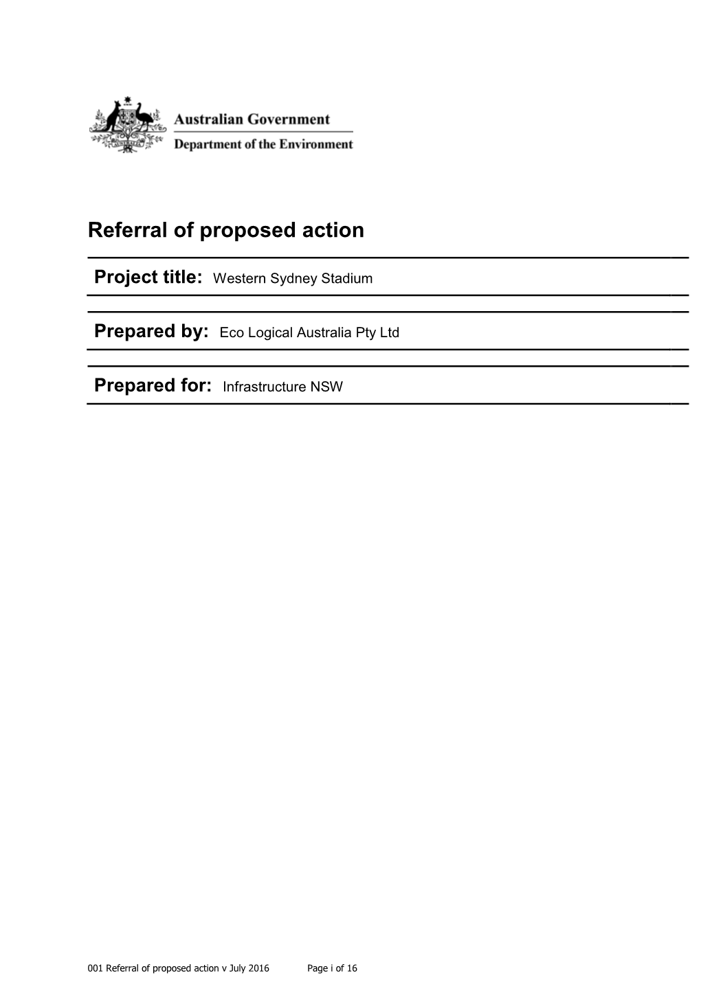 Referral of Proposed Action