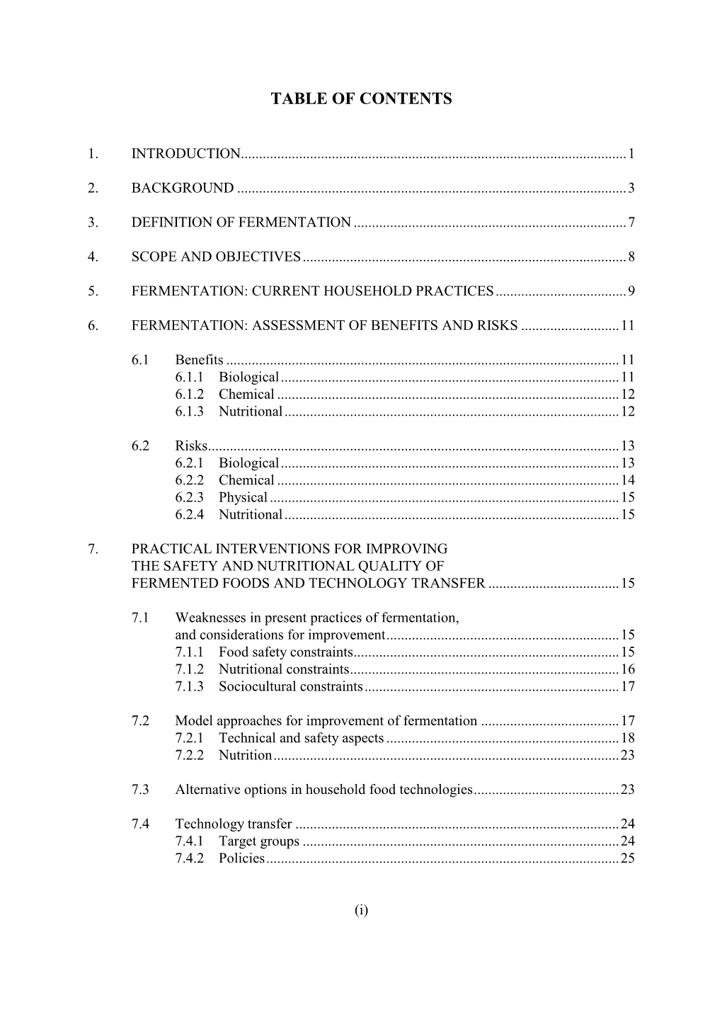 Table of Contents