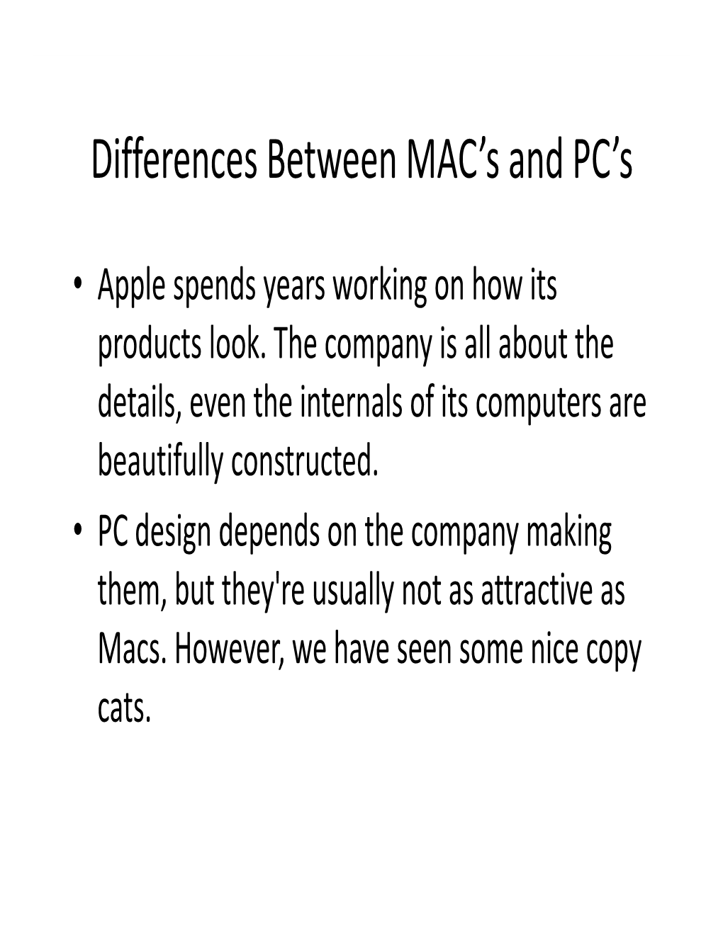 Differences Between MAC's and PC's