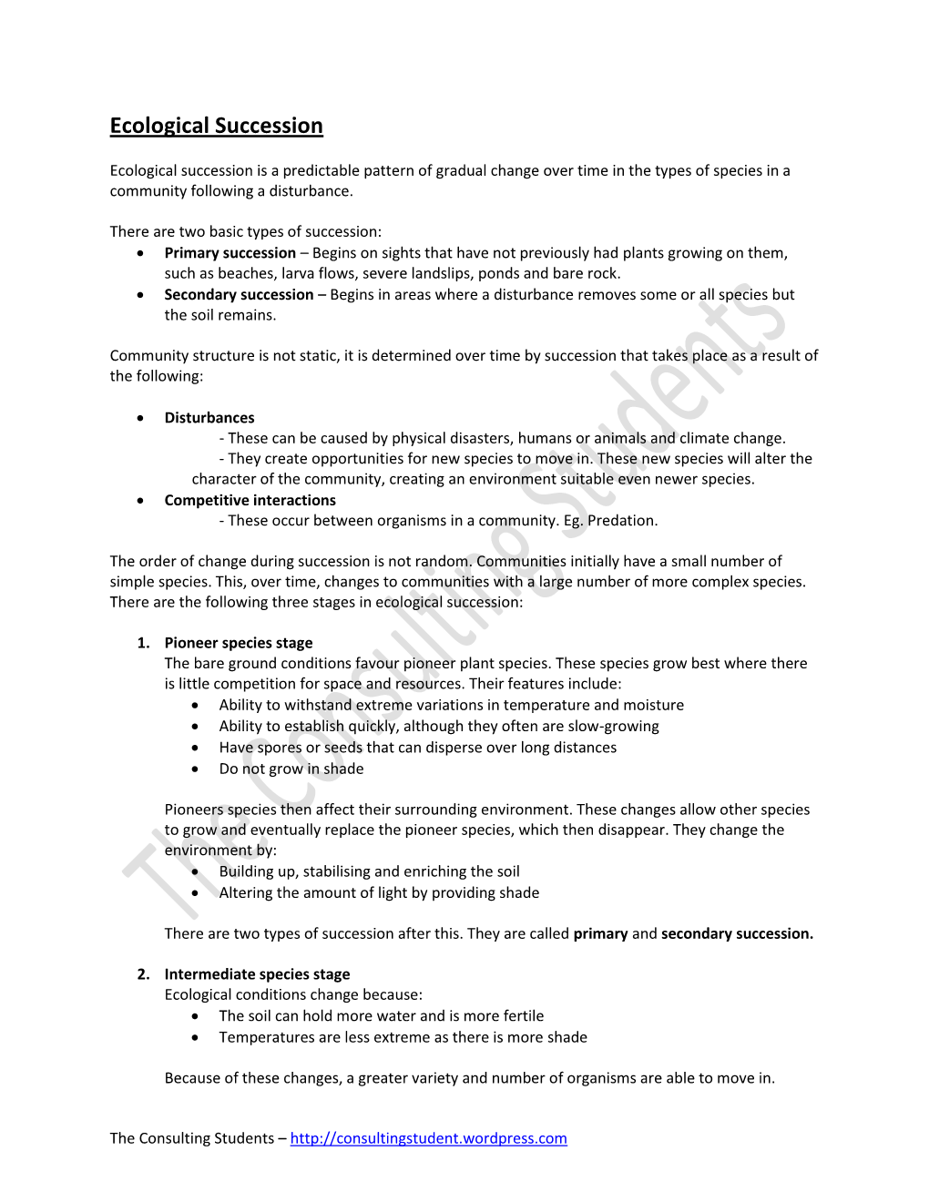 Ecological Succession