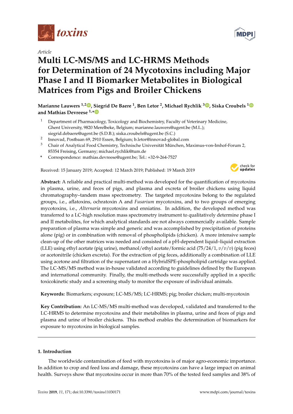 Multi LC-MS/MS and LC-HRMS Methods for Determination of 24