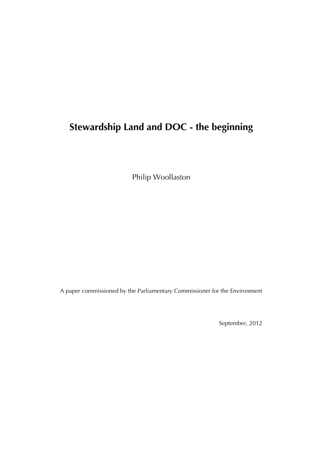 Stewardship Land and DOC - the Beginning