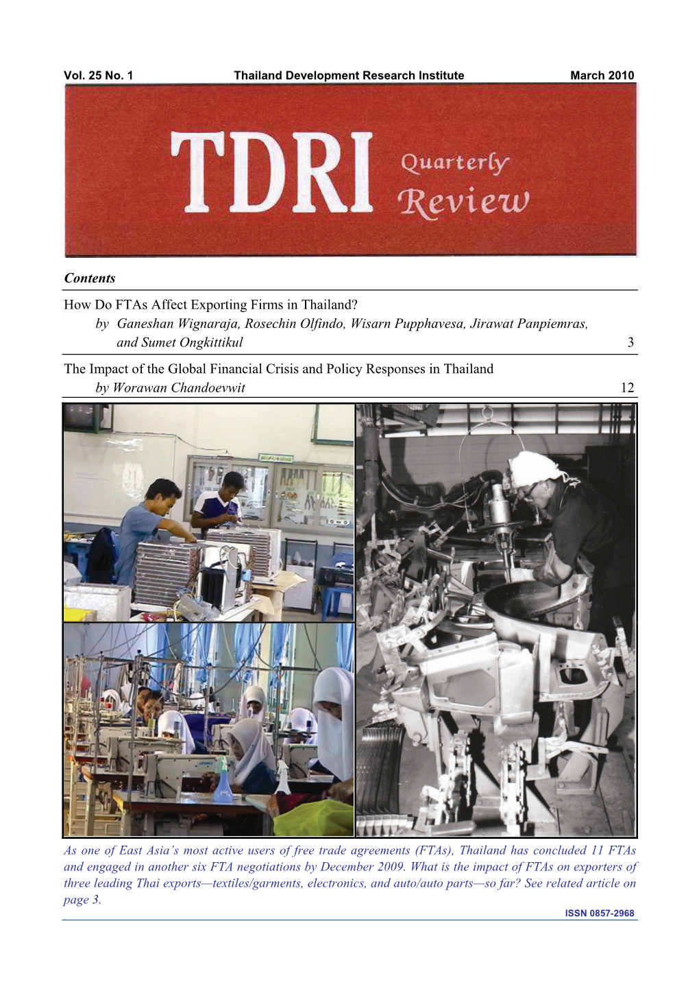 Contents How Do Ftas Affect Exporting Firms in Thailand