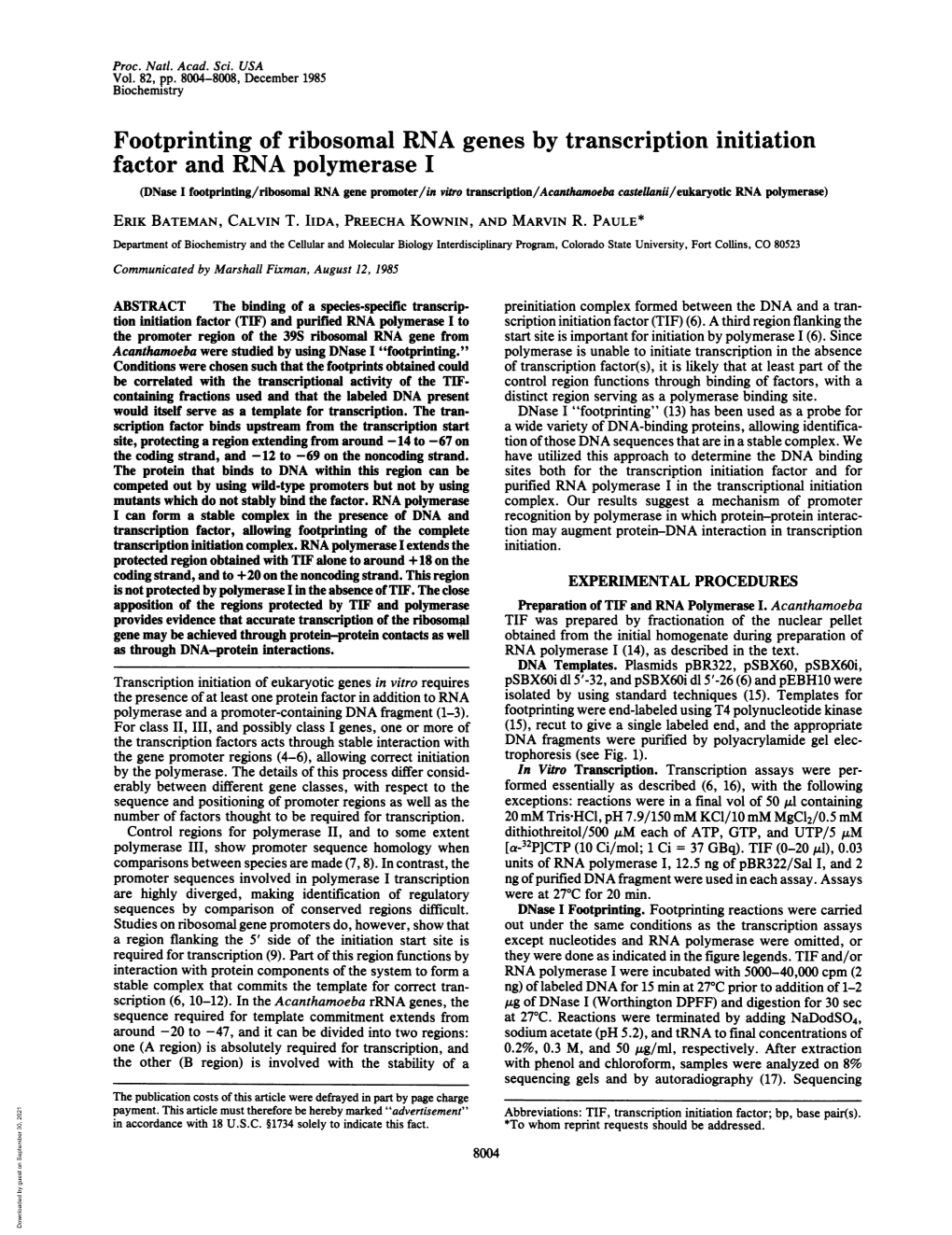 Factor and RNA Polymerase I