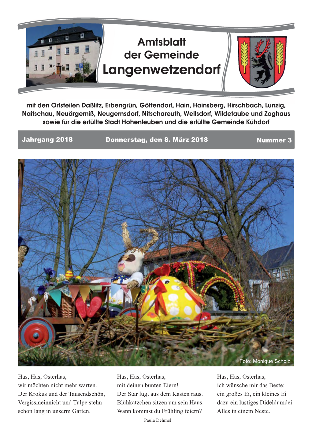 Amtsblatt Der Gemeinde Langenwetzendorf