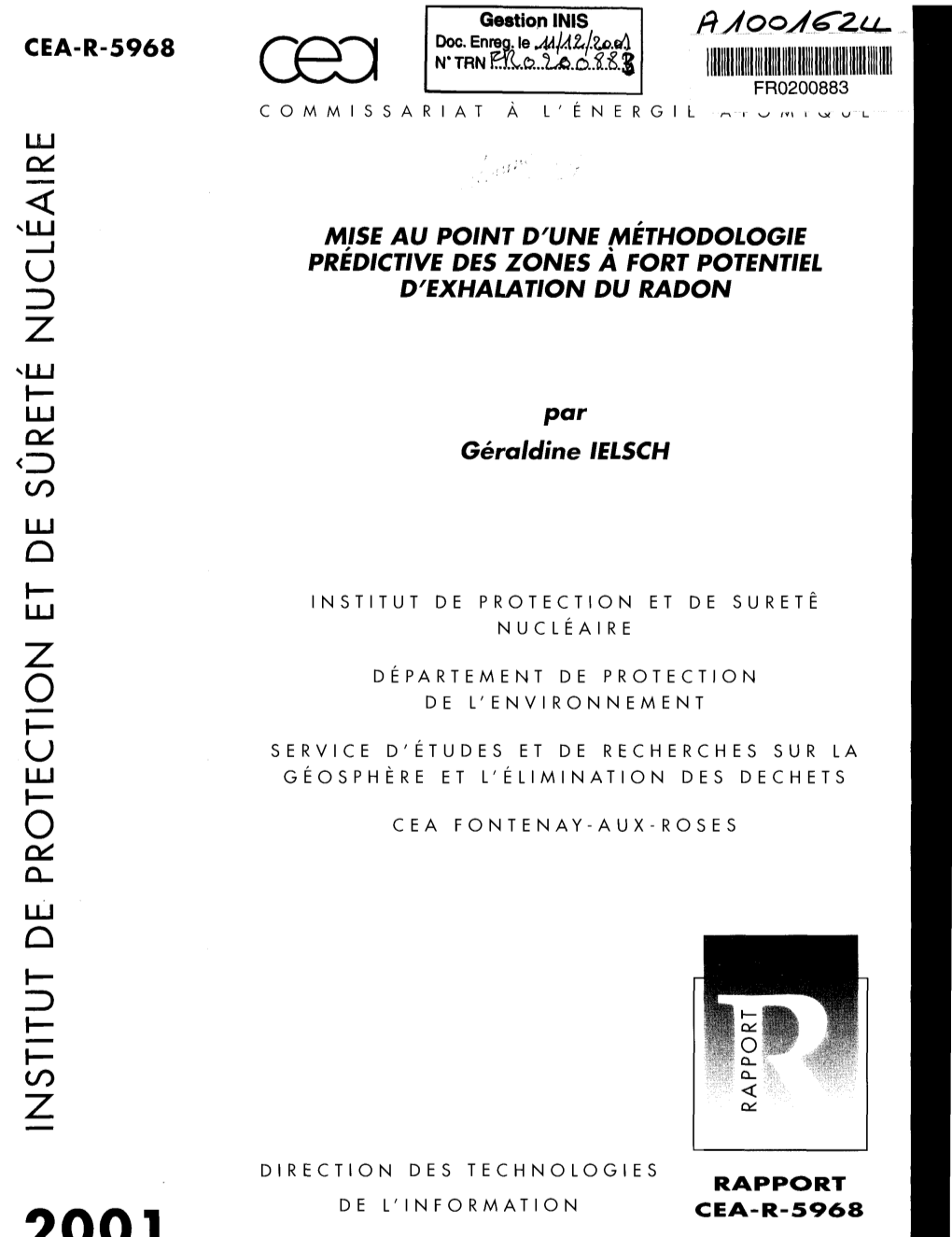 Ortrtl DE L'information CEA-R-5968 RAPPORT CEA-R-5968 - Géraldine IELSCH