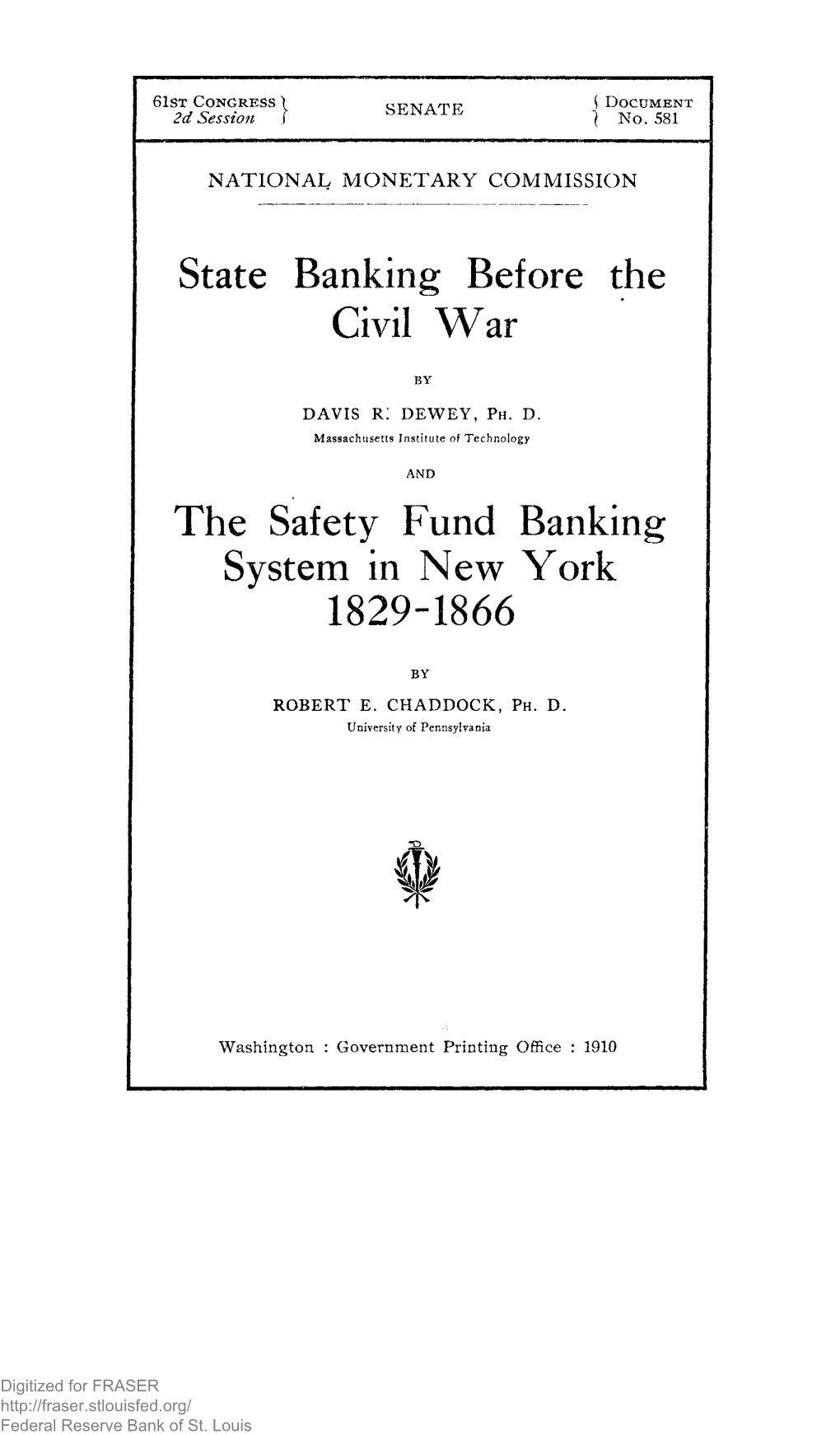 State Banking Before the Civil War