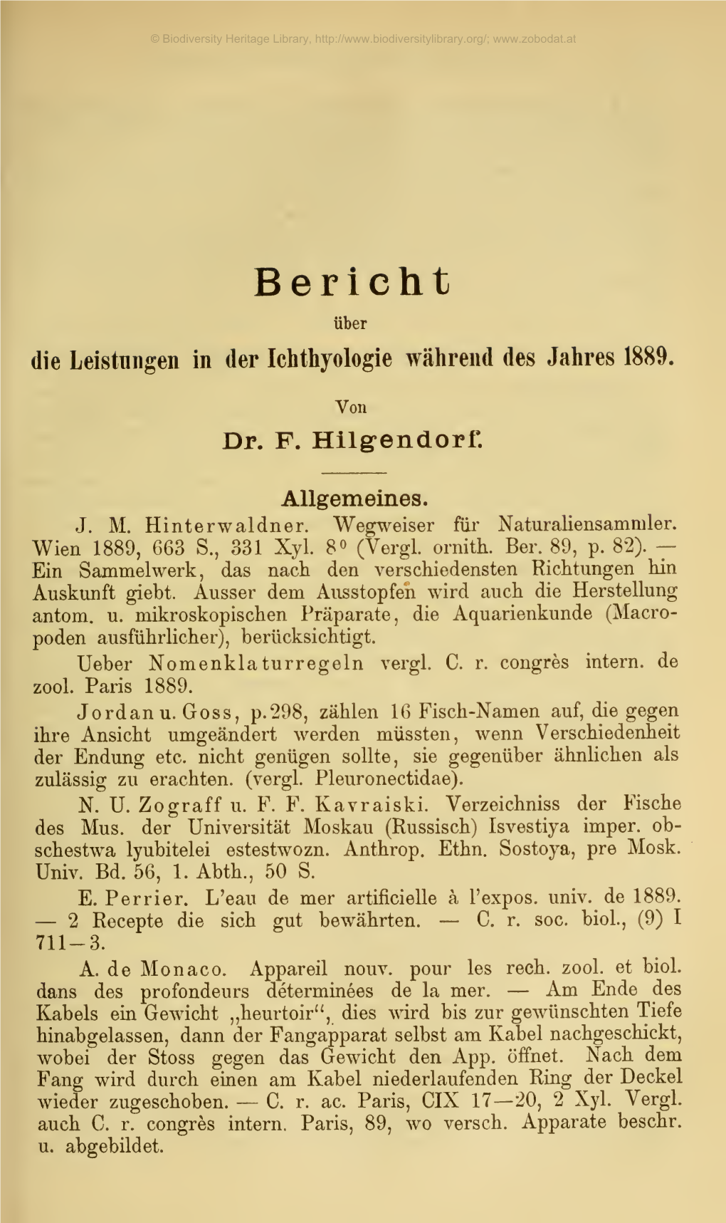 Archiv Für Naturgeschichte