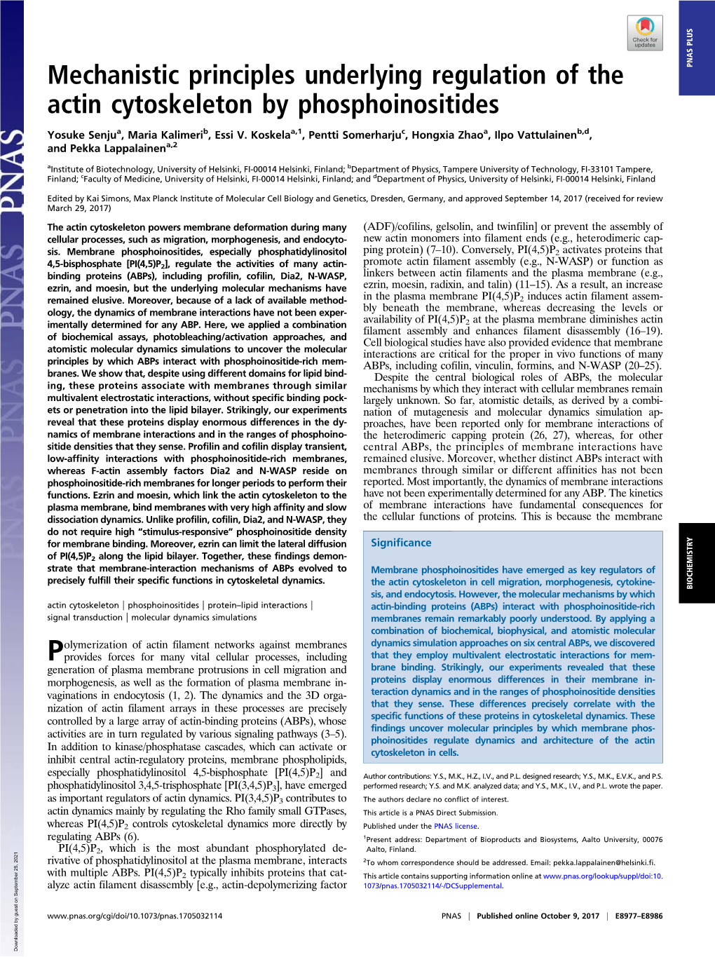 Mechanistic Principles Underlying Regulation of the Actin Cytoskeleton