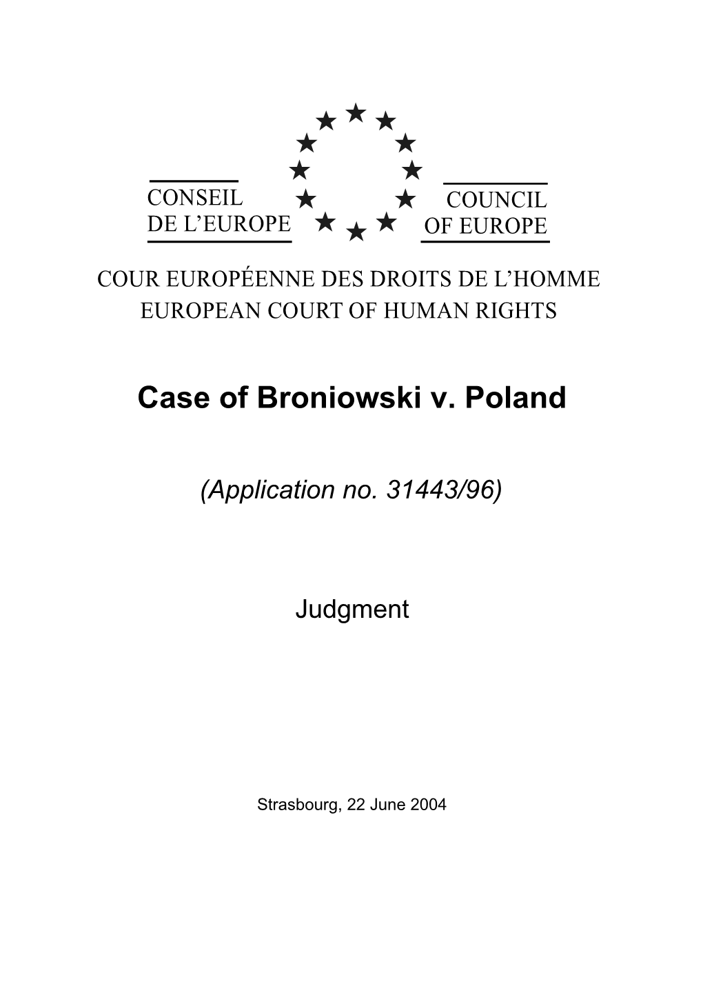 Case of Broniowski V. Poland