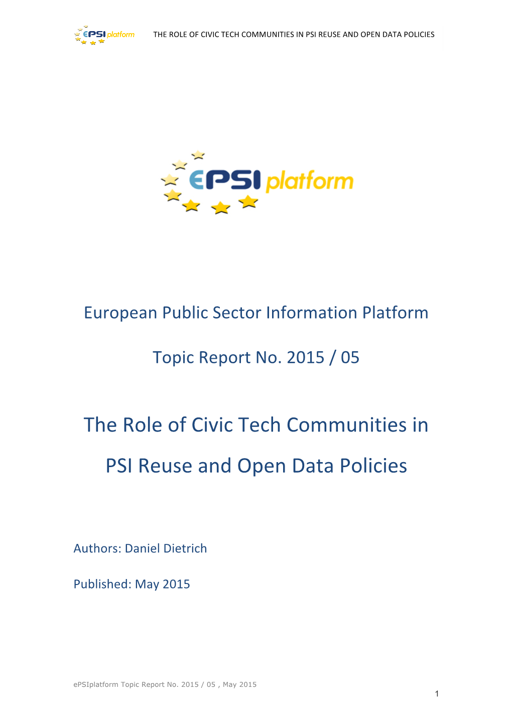 The Role of Civic Tech Communities in Psi Reuse and Open Data Policies