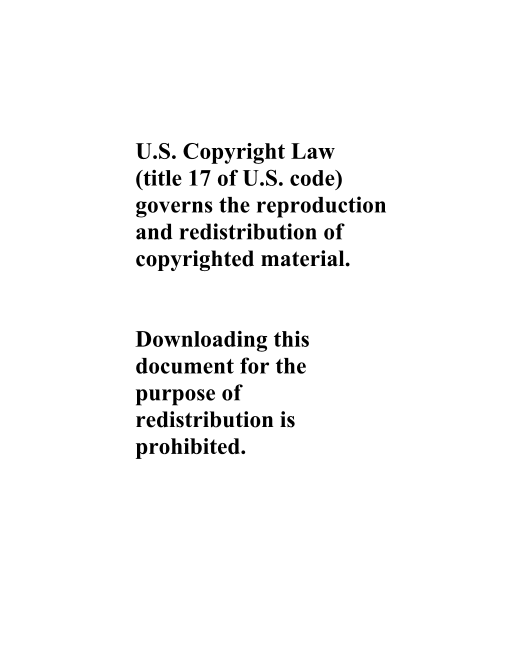 Downloading This Document for the Purpose of Redistribution Is Prohibited