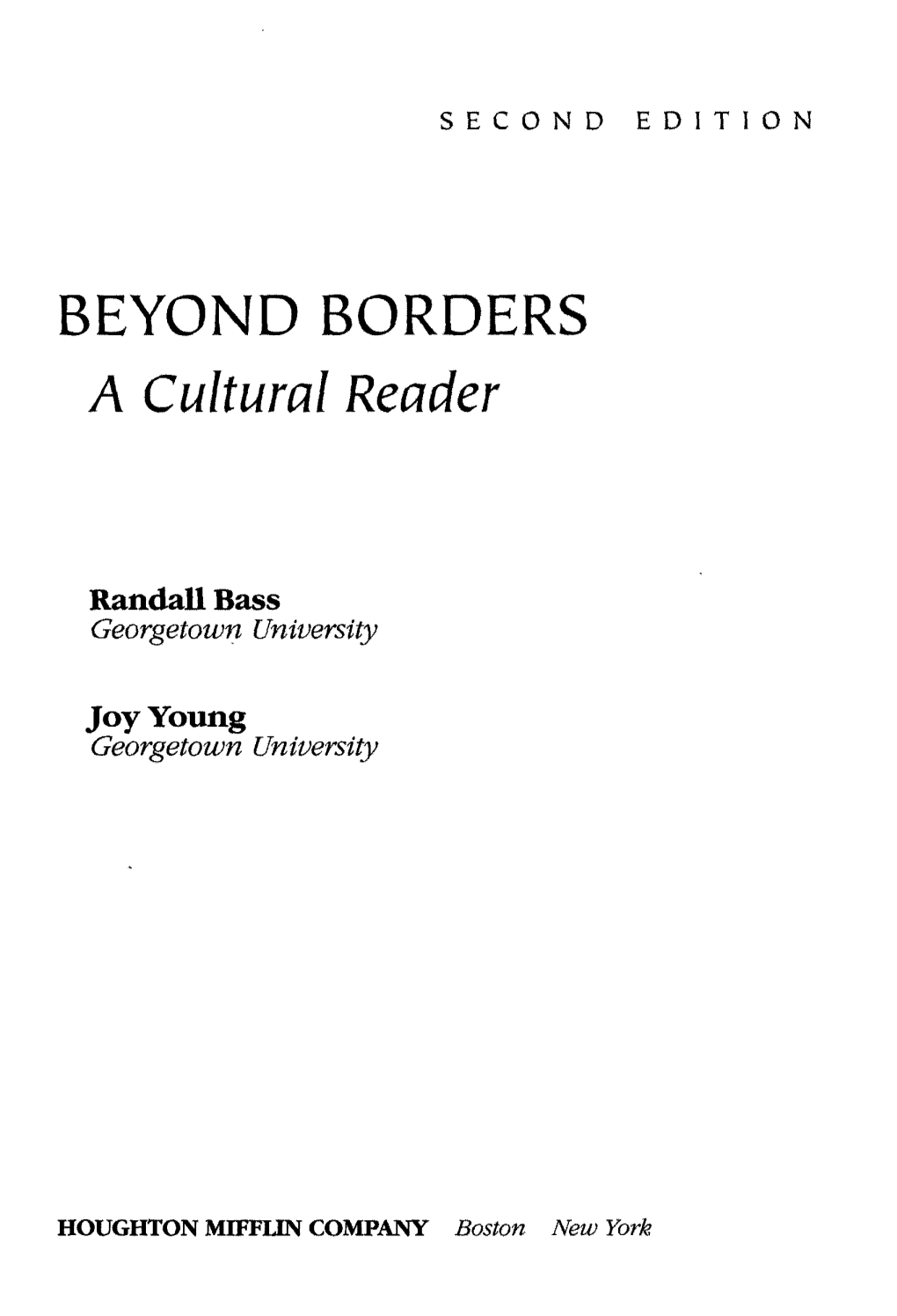 BEYOND BORDERS a Cultural Reader