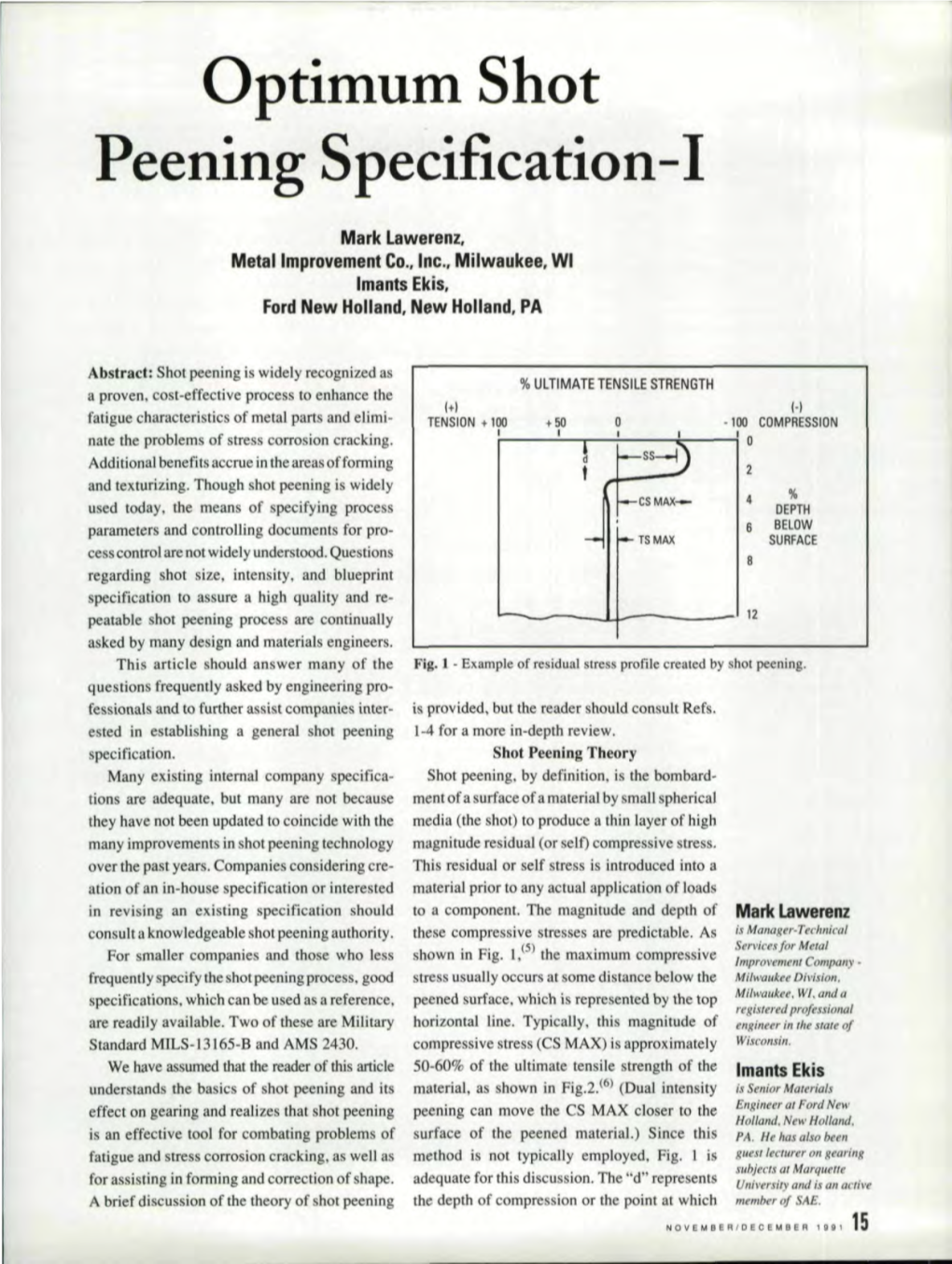 Optimum Shot Peening Specification-I
