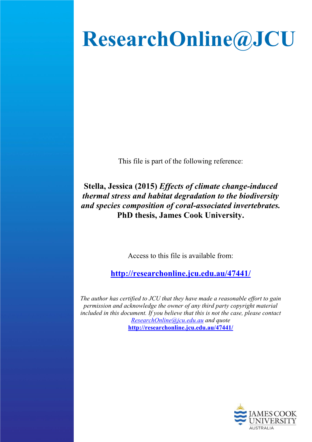 Effects of Climate Change-Induced Thermal Stress and Habitat Degradation to the Biodiversity and Species Composition of Coral-Associated Invertebrates