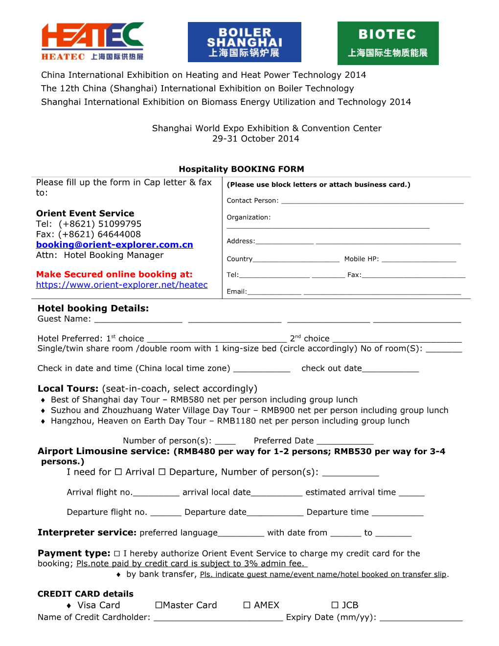 Hospitality BOOKING FORM s1