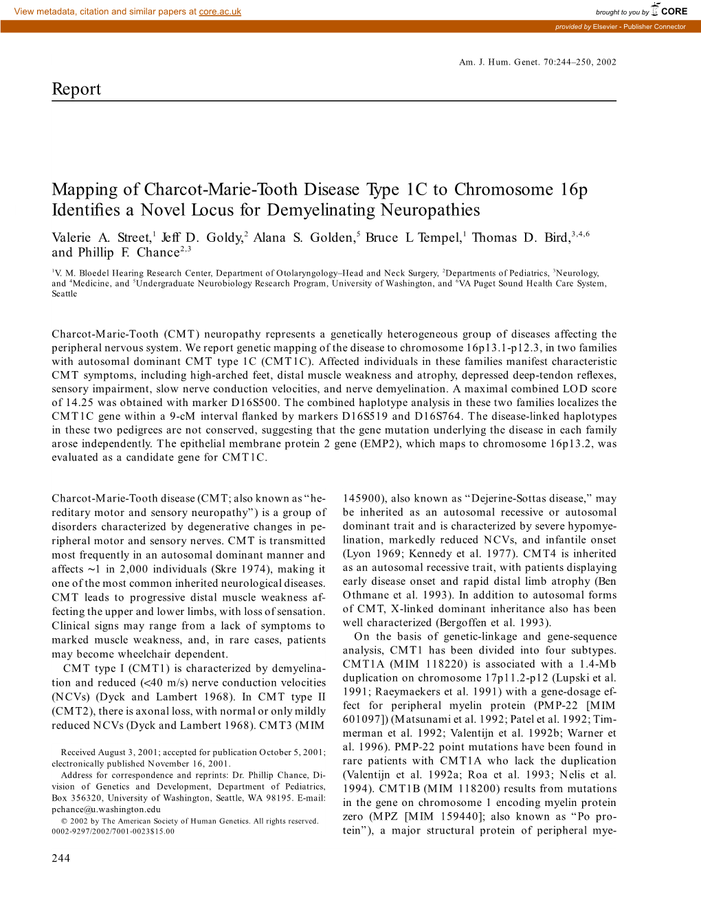 Report Mapping of Charcot-Marie-Tooth Disease Type