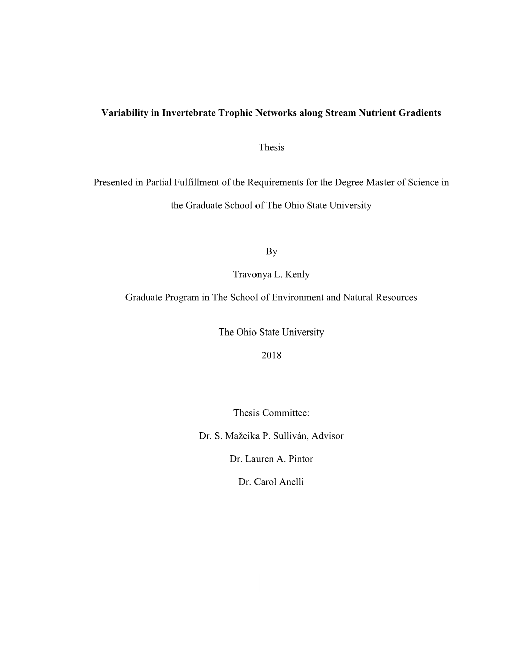 1 Variability in Invertebrate Trophic Networks Along Stream Nutrient