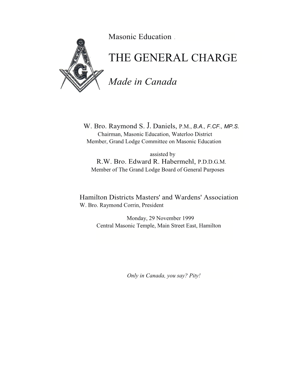 The General Charge