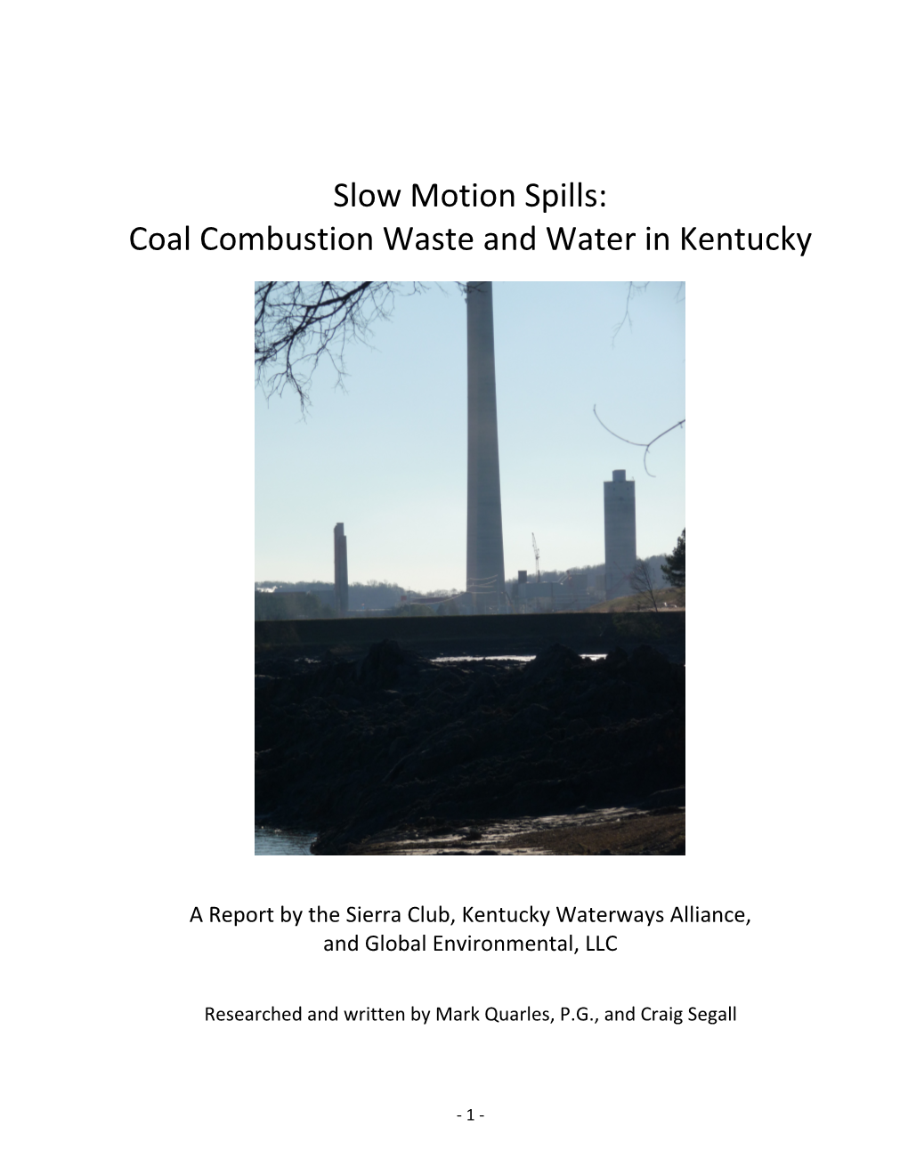 Coal Combustion Waste and Water in Kentucky