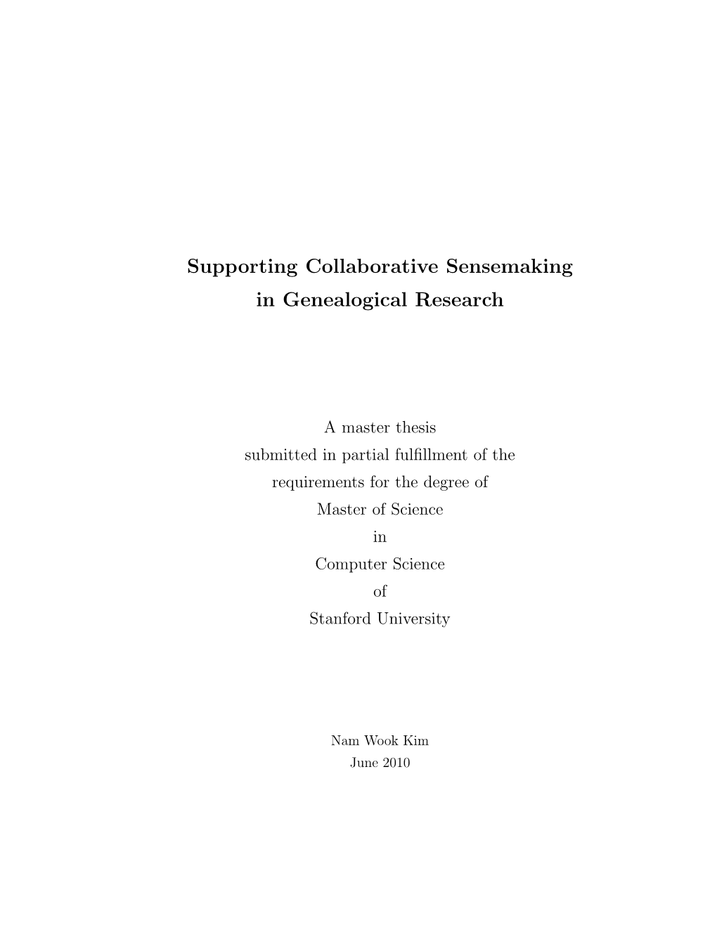 Supporting Collaborative Sensemaking in Genealogical Research