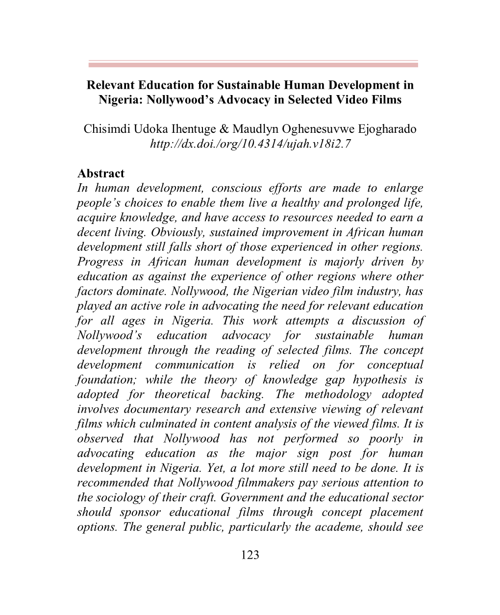 123 Relevant Education for Sustainable Human Development