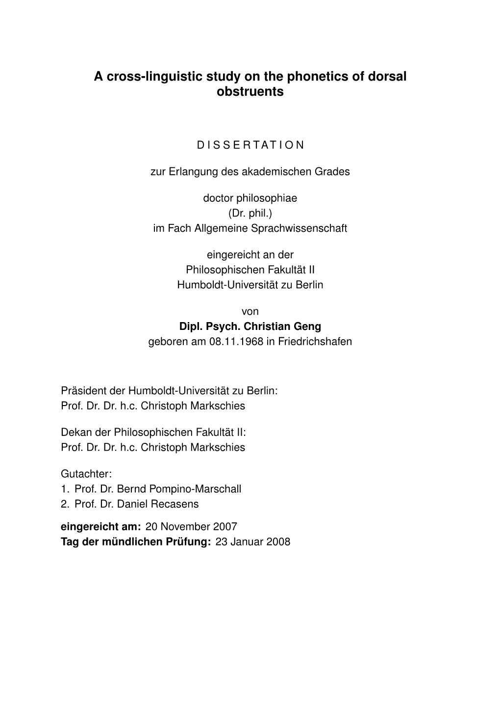 A Cross-Linguistic Study on the Phonetics of Dorsal Obstruents