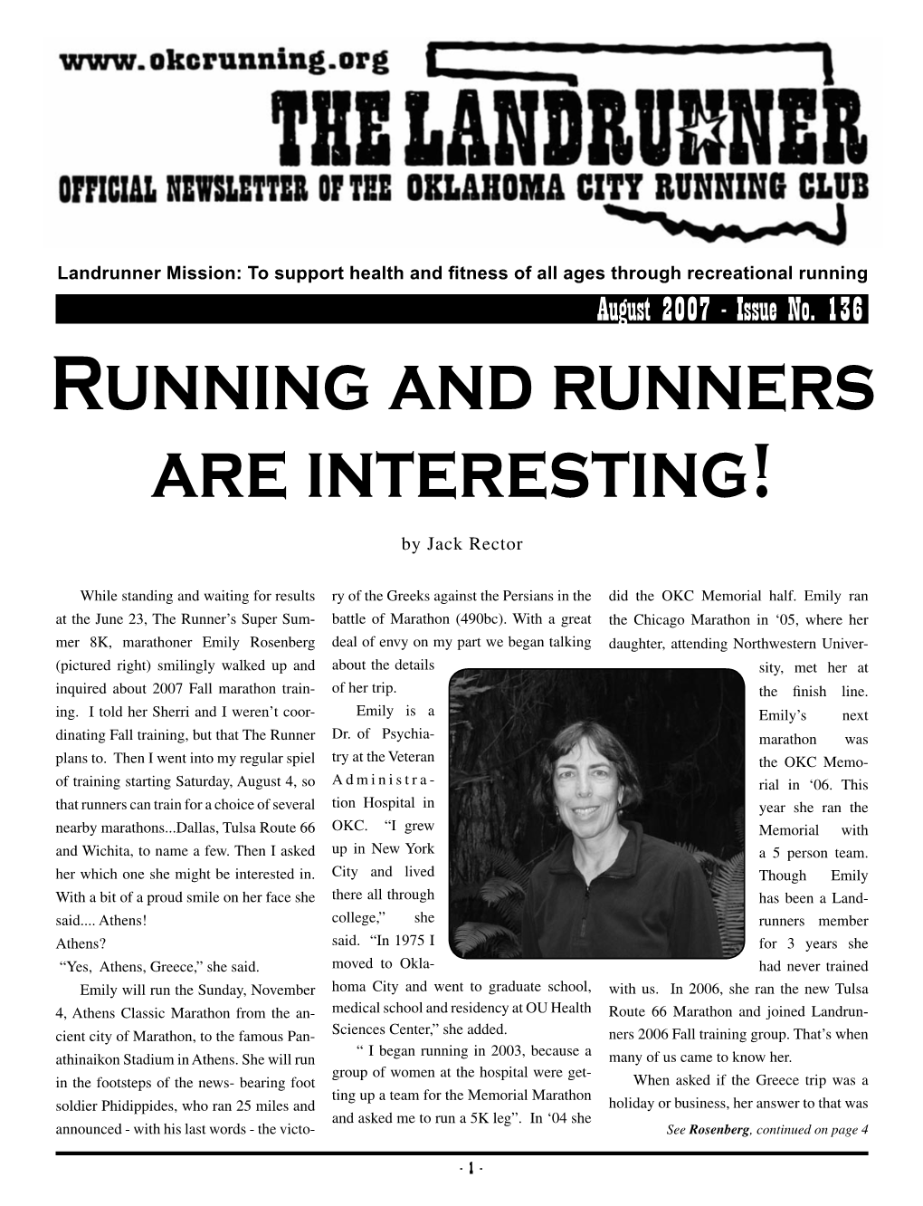 Running and Runners Are Interesting!