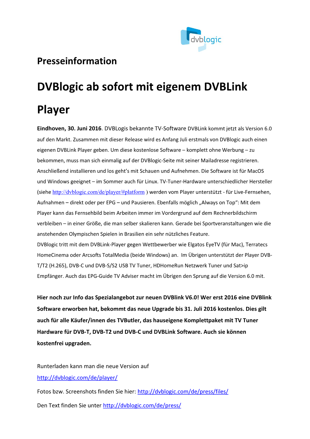 Dvblogic Ab Sofort Mit Eigenem Dvblink Player