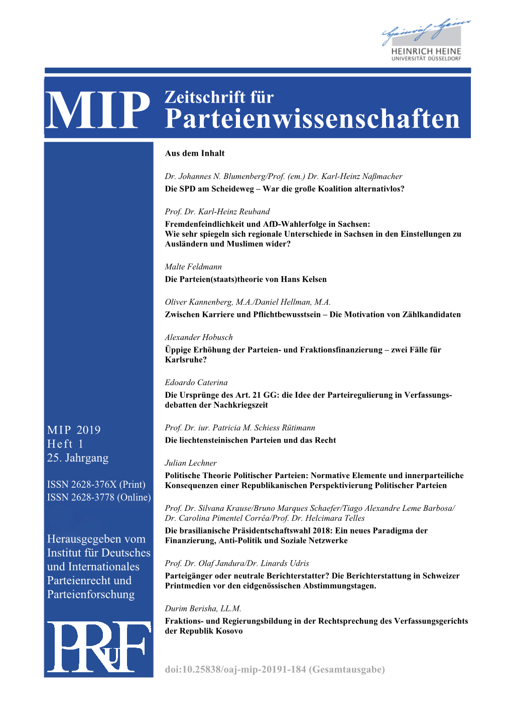 Parteienwissenschaftenparteienwissenschaften Aus Dem Inhalt