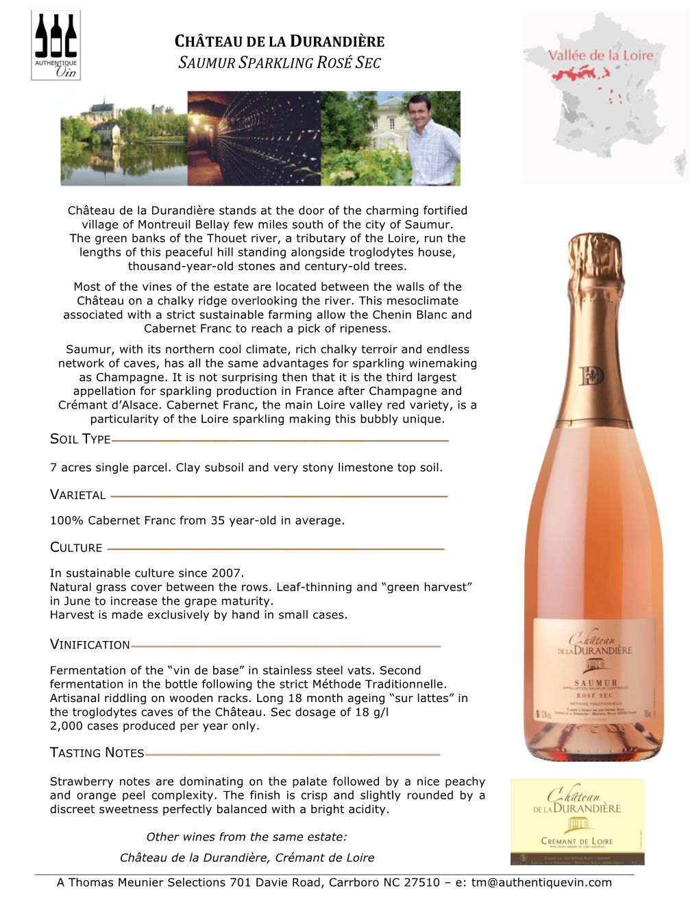 Château De La Durandière Saumur Sparkling Rosé Sec