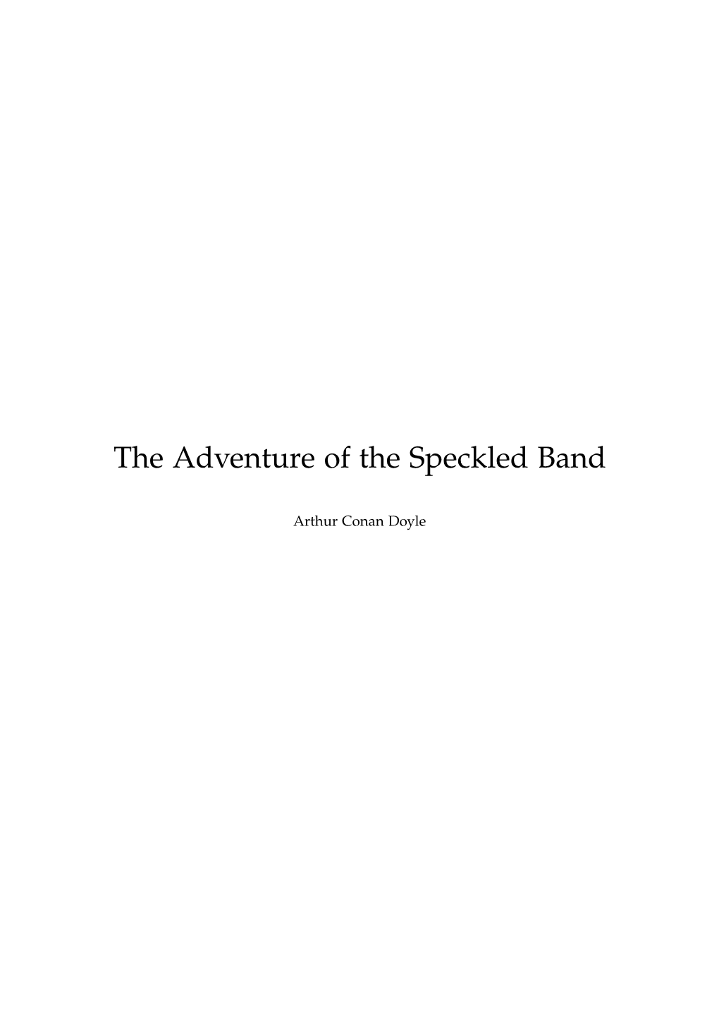 The Adventure of the Speckled Band