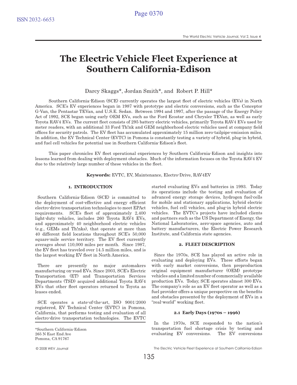 The Electric Vehicle Fleet Experience at Southern California-Edison