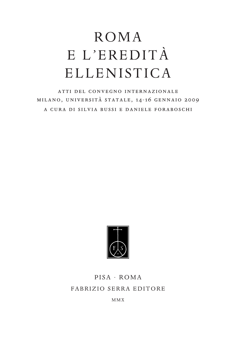 Roma E L'eredità Ellenistica