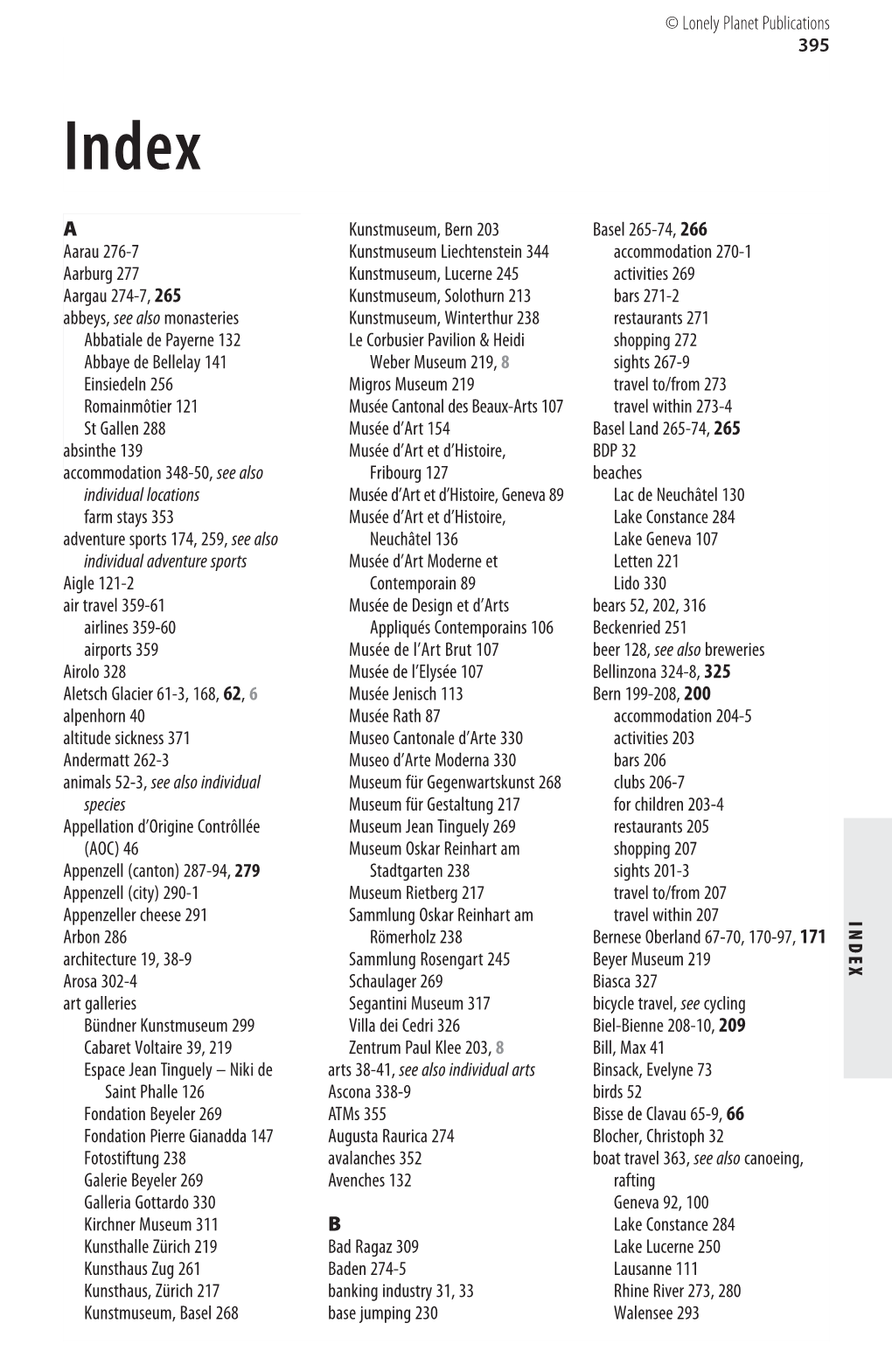 395 INDEX a Aarau 276-7 Aarburg 277 Aargau 274