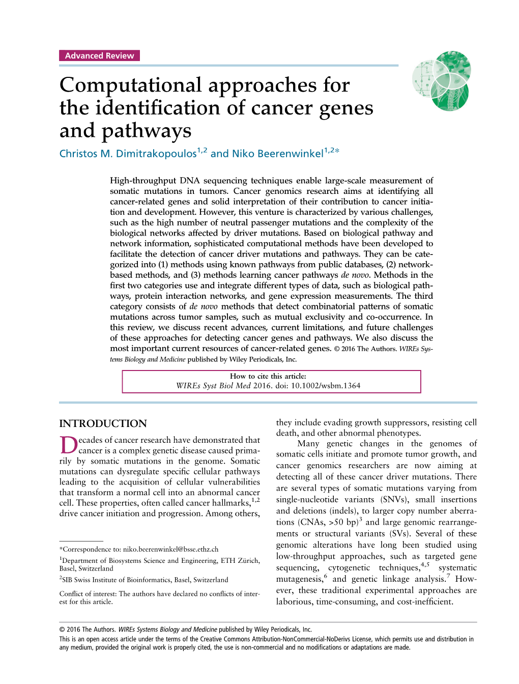 Computational Approaches for the Identification Of