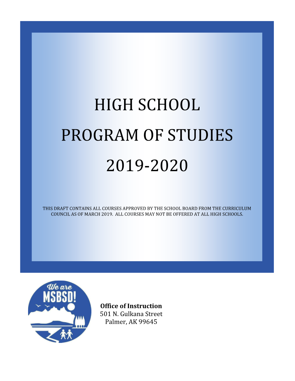 High School Program of Studies 2019-2020
