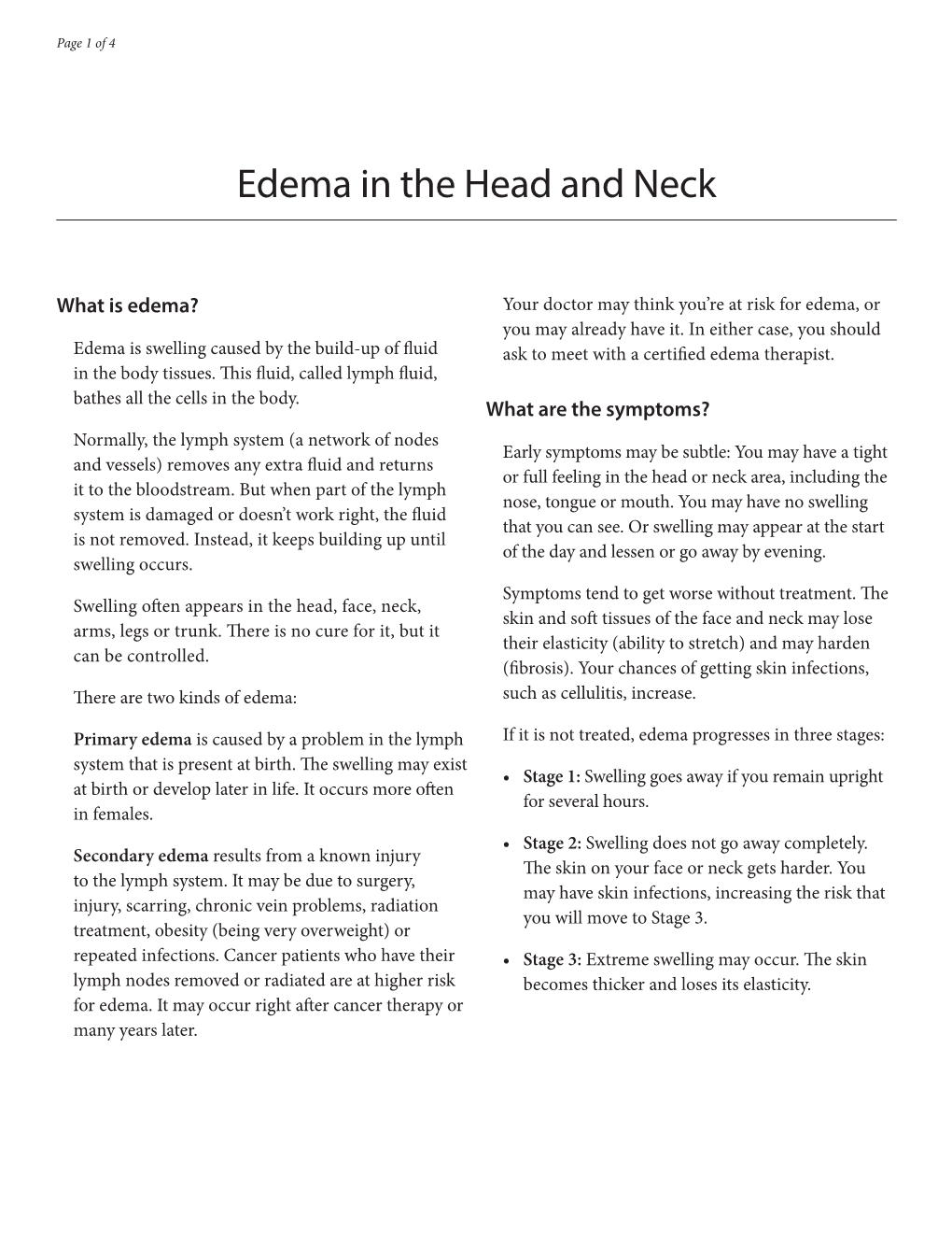 Edema in the Head and Neck