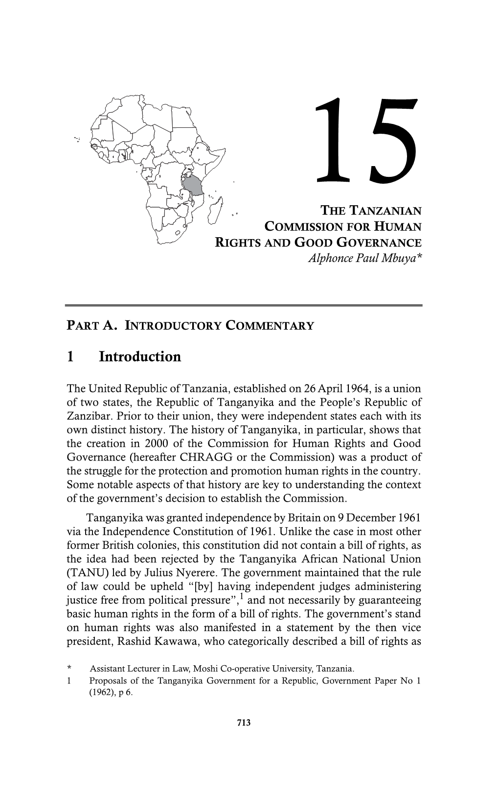 The Tanzanian Commission Forhuman Rights and Good Governance