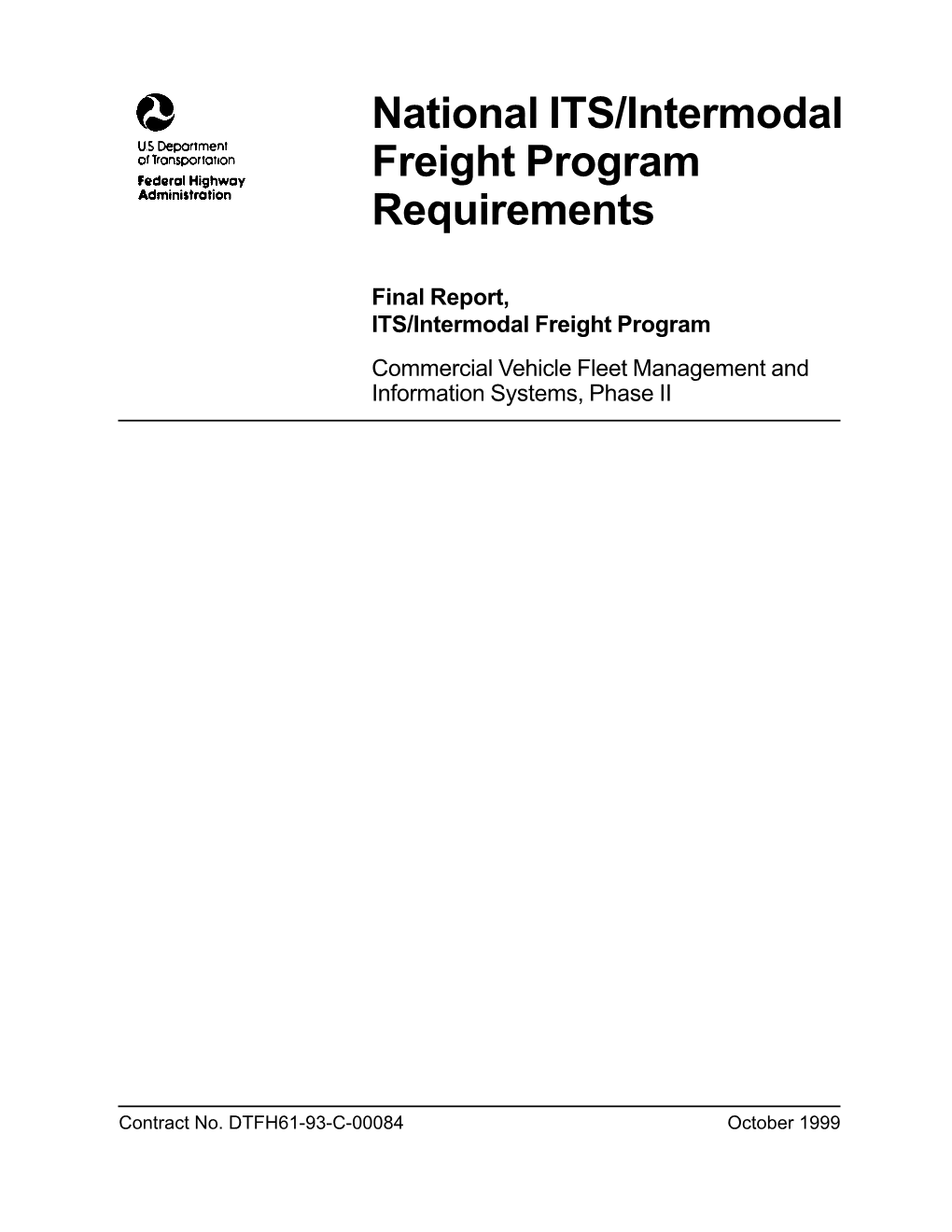 National Its/Intermodal Frieght Program