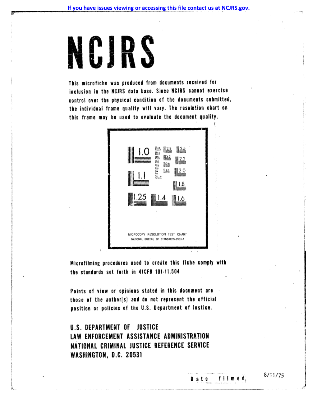 U.S. Department of Justice Law Enforcement Assistance Administration National Criminal Justice Reference Service Washington, D.C