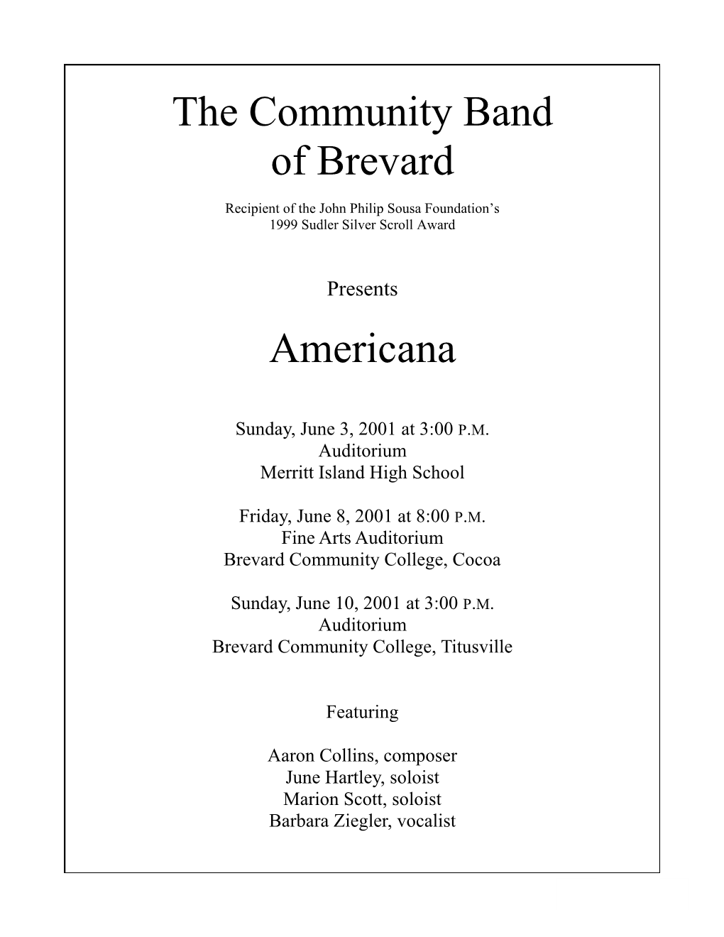 The Community Band of Brevard Americana