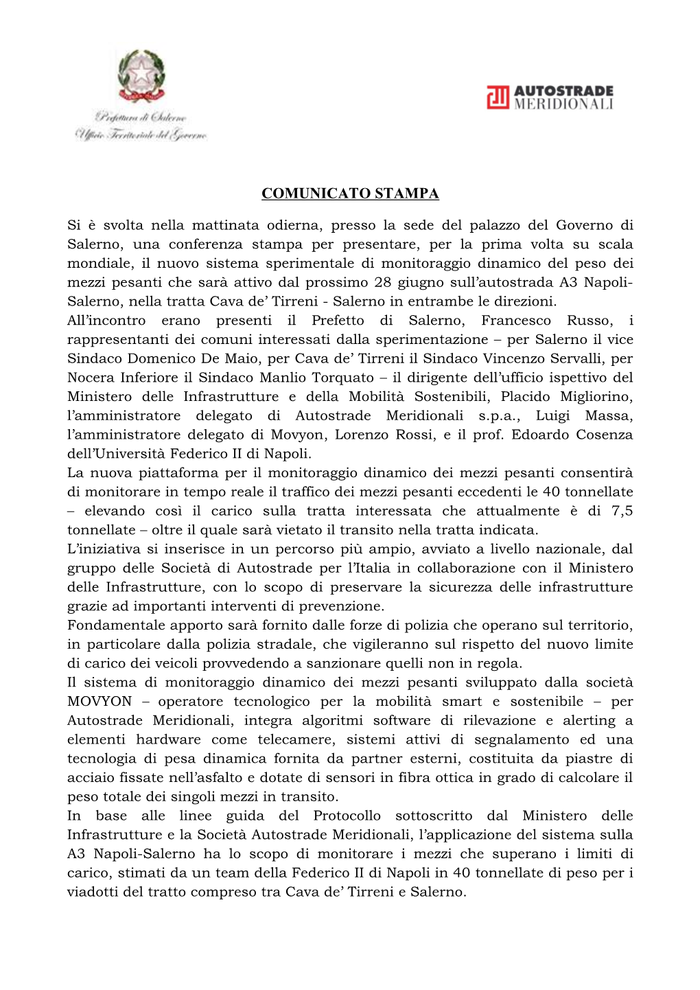 Comunicato Stampa