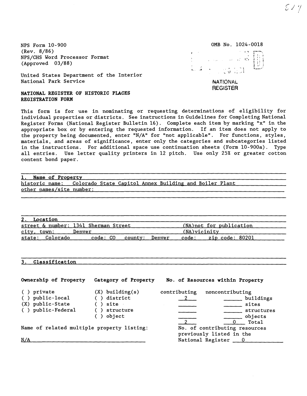 National Register National Register of Historic Places Registration Form