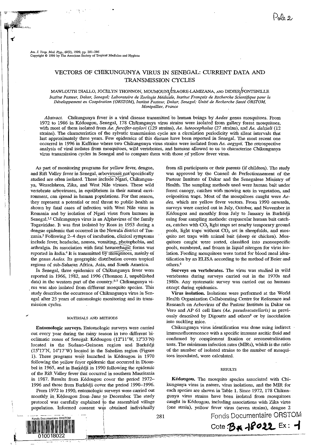 Vectors of Chikungunya Virus in Senegal: Current Data and Transmission Cycles