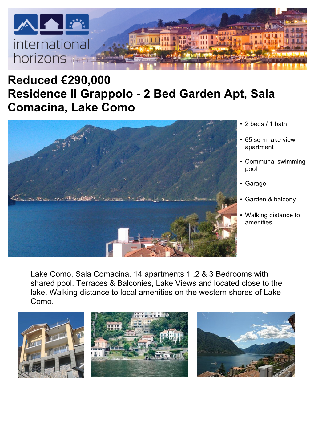 2 Bed Garden Apt, Sala Comacina, Lake Como